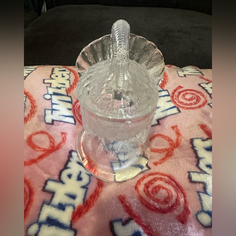 Vintage L.E. Smith Clear Pressed Glass Lidded Turkey Candy Dish